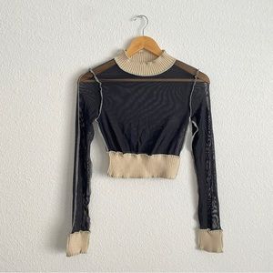 blue blush mesh long sleeve